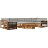 vidaXL Zunanja garnitura za sedenje 8 pcs Naravna in svetlo siva, (5000271753) | Shoptok.si