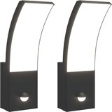  Vanjske LED zidne svjetiljke sa senzorima 2 kom crne aluminij | shoptok.hr