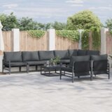 vidaXL Vrtna sedežna garnitura 9 pcs Antracitna Jeklo | Shoptok.si