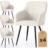 AKORD Luxano Kvadratno Prešiti Oblazinjeni Jedilni Stoli, Komplet 4 Stolov, Kremna, Črne Noge, (5000333420) | Shoptok.si