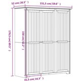 vidaXL Garderobna omara BODO bela 151,5x52x176,5 cm trdna borovina | Shoptok.si