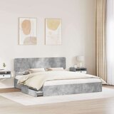  Krevet s od storage s uzglavljem Betonski sivi 200 x 200 cm | shoptok.hr