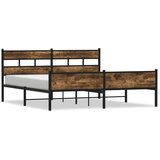 Metalni Kovinski posteljni okvir brez vzmetnice dimljen hrast 200x200cm, (21611493) | Shoptok.si