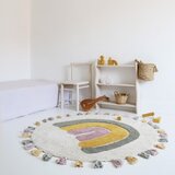 Nattiot Kremno bela pralna ročno tkana bombažna otroška preproga ø110 cm Rainbow Moss – | Shoptok.si