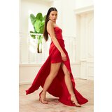 Carmen Long Evening Dress And Invitation Dress In Red Satin With Tie Cene