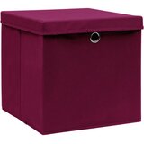 Kutije za pohranu s poklopcima 10 kom tamnocrvene 32x32x32 cm | shoptok.hr