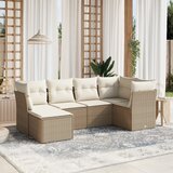 vidaXL 6-dijelni set vrtnih sofa s jastucima bež od poliratana | shoptok.hr
