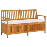 vidaXL Klop za shranjevanje z blazino 148 cm trden akacijev les Cene