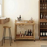  Vinska kolica s kotačima Prirodna 85 x 50 x 93 cm Bambus | shoptok.hr