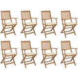 The Living Store Zložljivi zunanji stoli z blazinami 8 kosov trden akacijev les - Zunanji Stol, (21484116) | Shoptok.si