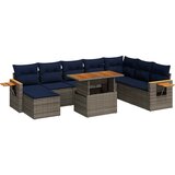  10-dijelni set vrtnih sofa poliratan i bagrem s jastucima sivi Crna | Shoptok.si