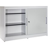 mauser Omara z drsnimi vrati, nizka omarica, 4 police, sredinska predelna stena, VxŠxG 1040 x 1600 x 420 mm, svetlo siva | Shoptok.si
