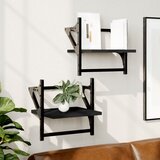 Maison Chic 2 kosi Stenske Police - Viseče police s prečkami črne 30x25x30 cm, (21793710) | Shoptok.si