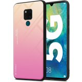  Ohišje, združljiv s Huawei v rumeni - roza - dvobarvni zaščitni pokrov iz silikona TPU in hrbta iz kaljenega stekla, (20573427) | Shoptok.si