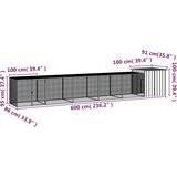 vidaXL Kavez za kokoši sivi 600 x 91 x 100 cm od pocinčanog čelika | shoptok.hr