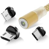 AVIZAR Magnetni 3-v-1 kabel 1m USB Type C / Micro USB / Lightning - zlat, (20618100) Cene