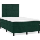 Krevet s oprugama i madracem LED tamnozelenim 120x190 cm baršun | shoptok.hr