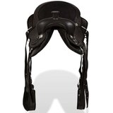 vidaXL Western Sedlo, Uzda i Obujmica Prava Koža 12 " Crno | shoptok.hr
