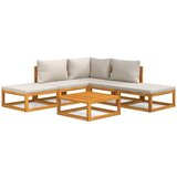 Maison Chic Seti vrtnega pohištva - Vrtna garnitura - Vrtni pohištvo set 6-delna svetlo sive blazine trden les, (21817829) | Shoptok.si
