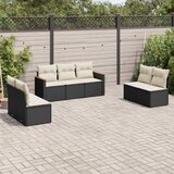 Maison Chic Seti vrtnega pohištva - Vrtna garnitura - Vrtni pohištvo set 7-delna z blazinami črn poli ratan, (21803180) | Shoptok.si