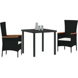 vidaXL Komplet za jedilnico v vrtu z blazino 3 pcs Črna Poly ratan | Shoptok.si