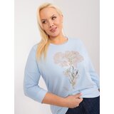 Fashion Hunters light blue plus size blouse with print | ePonuda.com