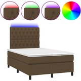 vidaXL Box spring postelja z vzmetnico LED tem. rjava 120x190 cm blago, (21111322) Cene