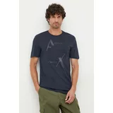 Armani_Exchange Bombažna kratka majica mornarsko modra barva