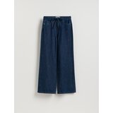 Reserved Wide leg traperice s vezom - mornarsko plava | shoptok.hr
