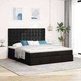 vidaXL Otomanski posteljni okvir z vzmetnico črn 160x200 cm blago | Shoptok.si