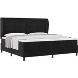  s opruga kutije s uzglavljem Crna 200 x 200 cm Baršun | shoptok.hr