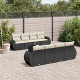  9-dijelni set vrtnih sofa s jastucima crni od poliratana | shoptok.hr
