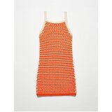 Dilvin 90115 Thick Textured Knitwear Dress-orange cene
