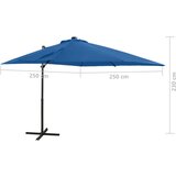  Konzolni suncobran sa šipkom i LED svjetlima 250 cm azurni | shoptok.hr