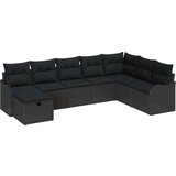  Set od 8 Vrtnih Kauča s Jastučićima Crni Poli Rattan Kauč za Dvije Osobe s Jastučićima Crni Poli Rattan | shoptok.hr