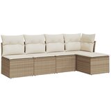 Maison Chic Seti vrtnega pohištva - Vrtna garnitura - Vrtni pohištvo set 5-delna z blazinami bež poli ratan, (21819712) | Shoptok.si