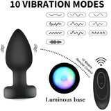 Mrow svetleč, radijsko voden, baterijski analni vibrator (črn) | Shoptok.si