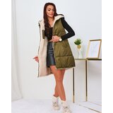 Resti Green and cream long double-sided women's vest Cene