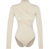 Trendyol Stone Gathered Detail High Neck Snaps Elastic Knitted Bodysuit | shoptok.hr