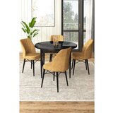 Hanah home rox - black marble, cappuccino black marblecappuccino dining table & chairs set (5 pieces) | ePonuda.com