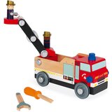 Janod BricoKids – Avto iz lesa in set za sestavljanje – Gasilci – 45 kosov | Shoptok.si