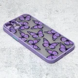 Maska za iPhone 14 Plus 6.7 sa leptirićima Matte Painted ljubičasta