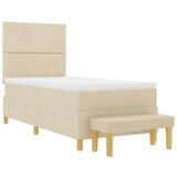 vidaXL Krevet s podnicom s madracem i klupom Krem 90x200 cm Tkanina | shoptok.hr