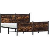 vidaXL Kovinski posteljni okvir brez vzmetnice dimljen hrast 140x200cm | Shoptok.si