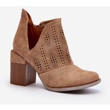 Kesi Women's openwork high-heeled ankle boots beige Niartima | Shoptok.si