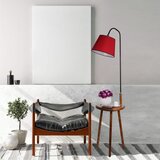 Opviq Demet Sehbalı Ahşap Lambader Ceviz Pramit Kırmızı Abajurlu Walnut Floor Lamp Cene