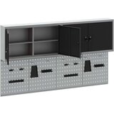  6-delnisetna omara za orodje in pegboard komplet, montirano na steno, črna kovina, (22048526) | Shoptok.si