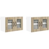  Zidni stakleni ormarić PORTO 2 pcs Sonoma hrast 60 x 31 x 40 cm | Eponuda.com