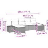 vidaXL 6 delni set vrtnega kavča z blazinami Črna poli ratan akacija | Shoptok.si