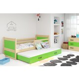 BMS Group Otroška postelja Rico z dodatnim ležiščem - 90x200 cm - bor/zelena | shoptok.hr